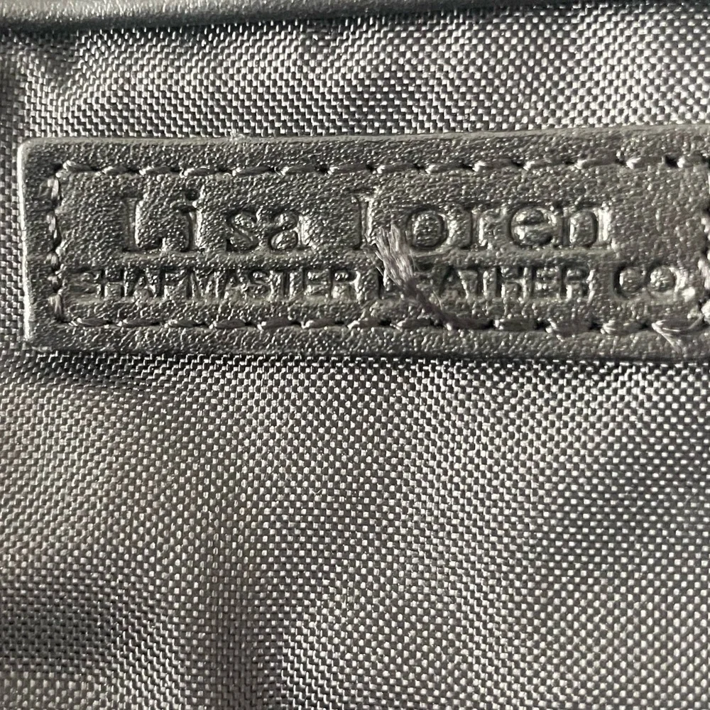 Vintage Lisa Loren Black Leather Briefcase Tote Laptop Work Bag shoulder bag